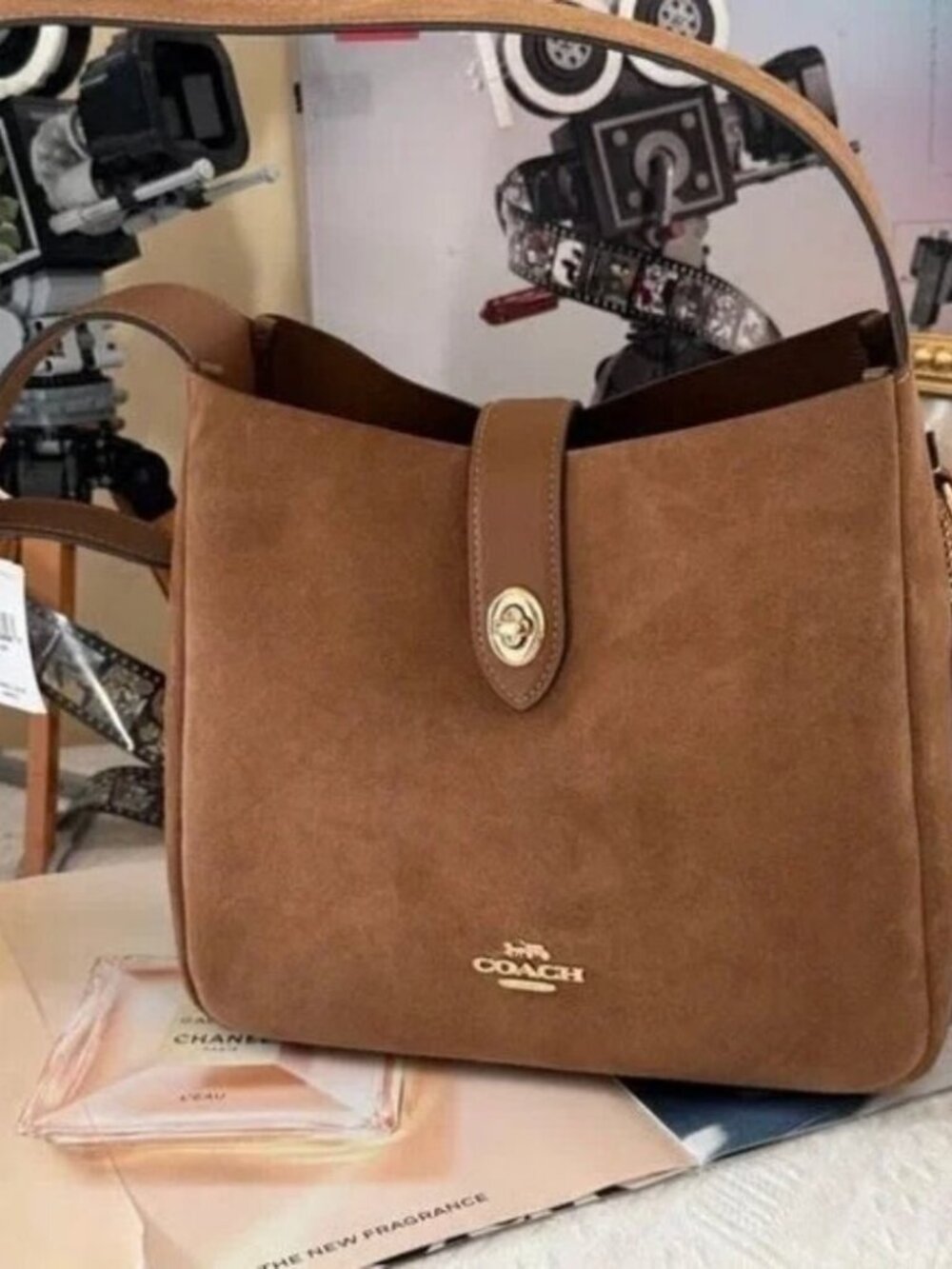 Coach Tan Suede Shoulder Bag - Picture 2 of 8